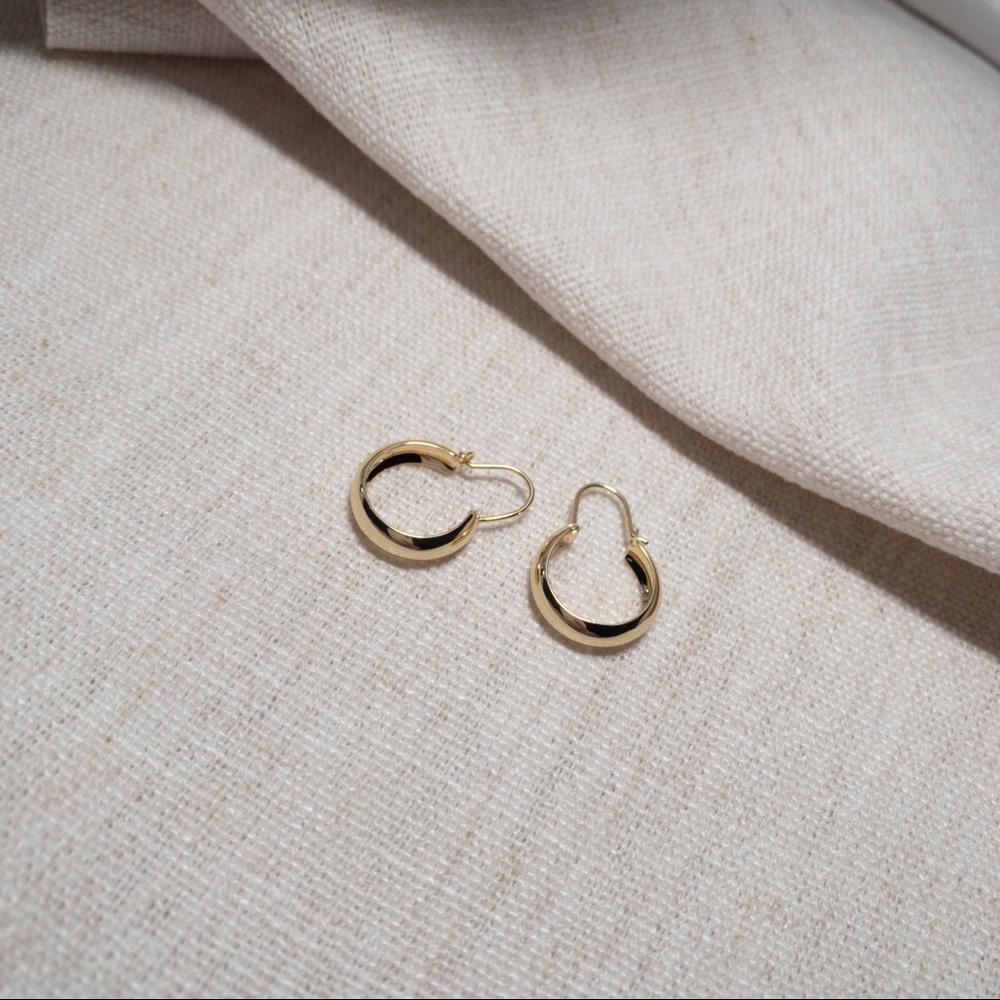 rosé drop hoops - gold filled